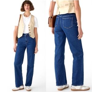 J. Crew Jeans Womens 26 Dark Blue Full Length Slim Wide Leg Brick Lane Classic